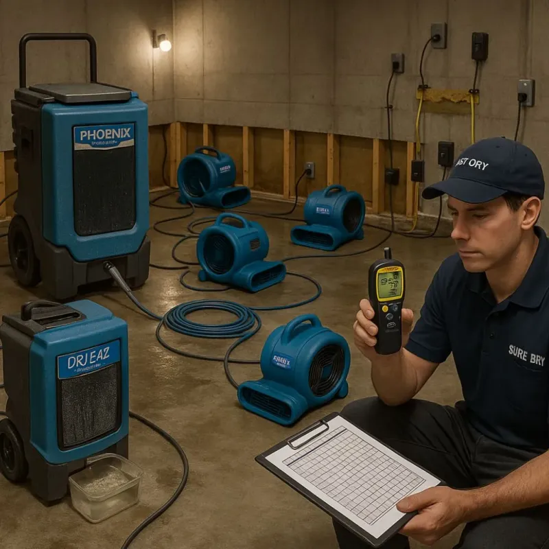 Structural Drying and Dehumidification process in Sealy, TX